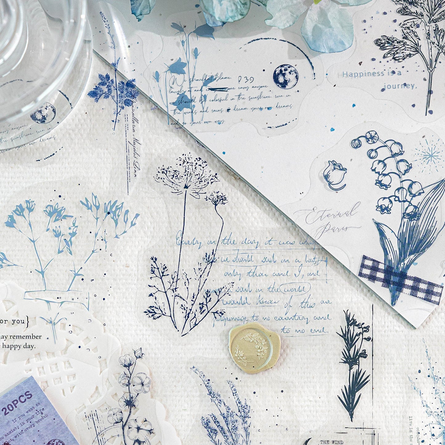 20 Pcs Vintage Botanical PET Stickers MLHC