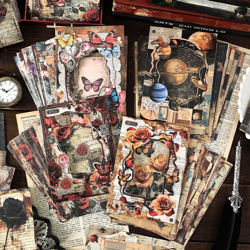 20 Sheets Vintage Scrapbook Paper MJXL