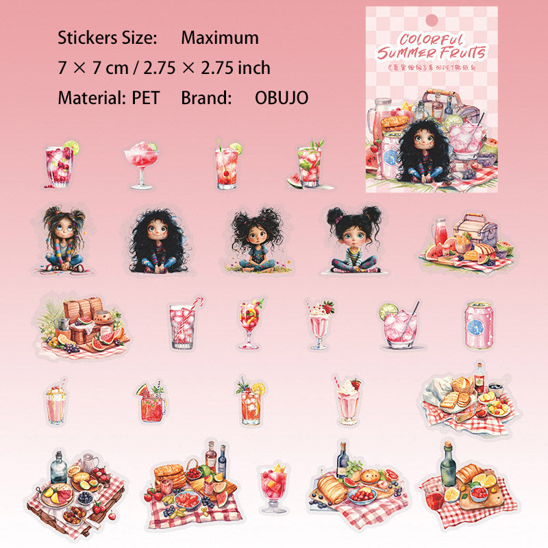 25 Pcs Summer Drink PET Stickers XGBF