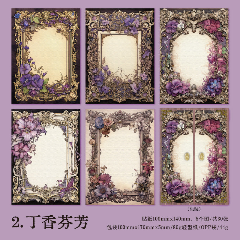 30 Pcs Vintage Floral Background Paper FFHY