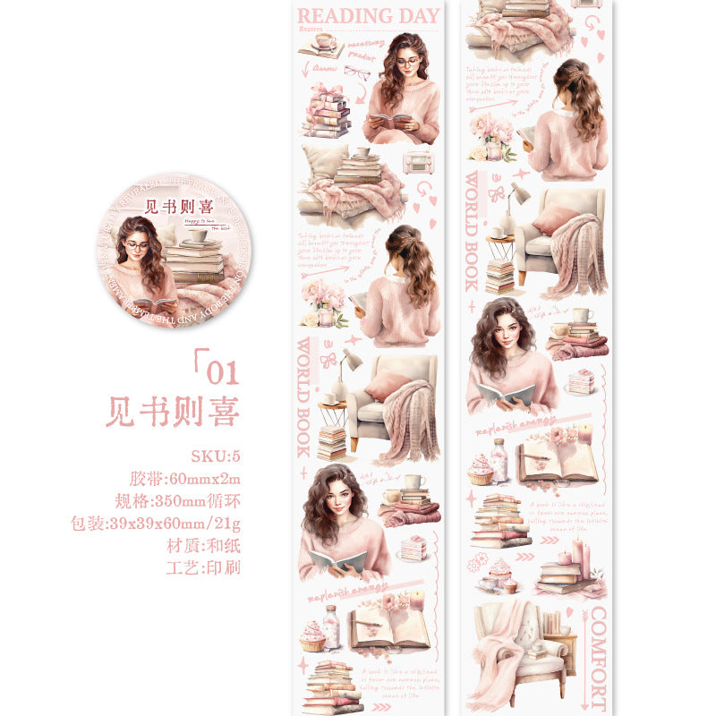 1 Roll Reading Girl Washi Tape HYSJ