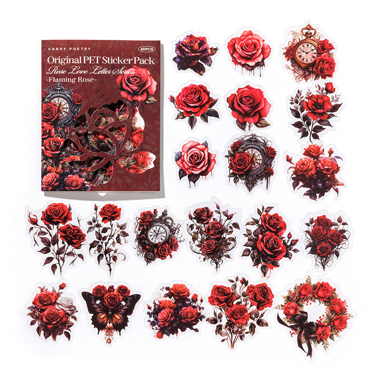 40 Pcs Vintage Rose Stickers MGQS
