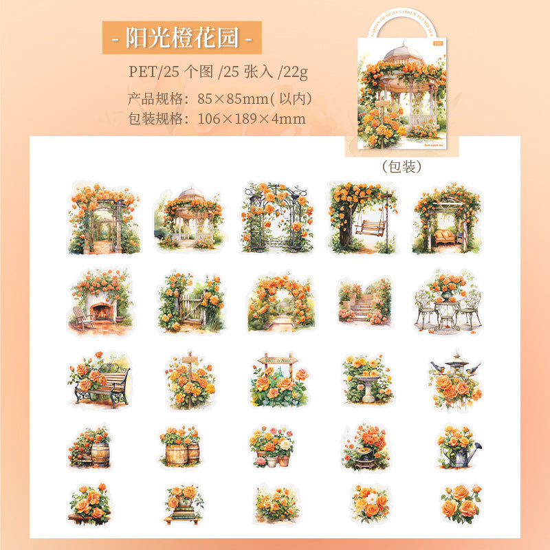 25 Pcs Garden Theme PET Stickers XXLDHY