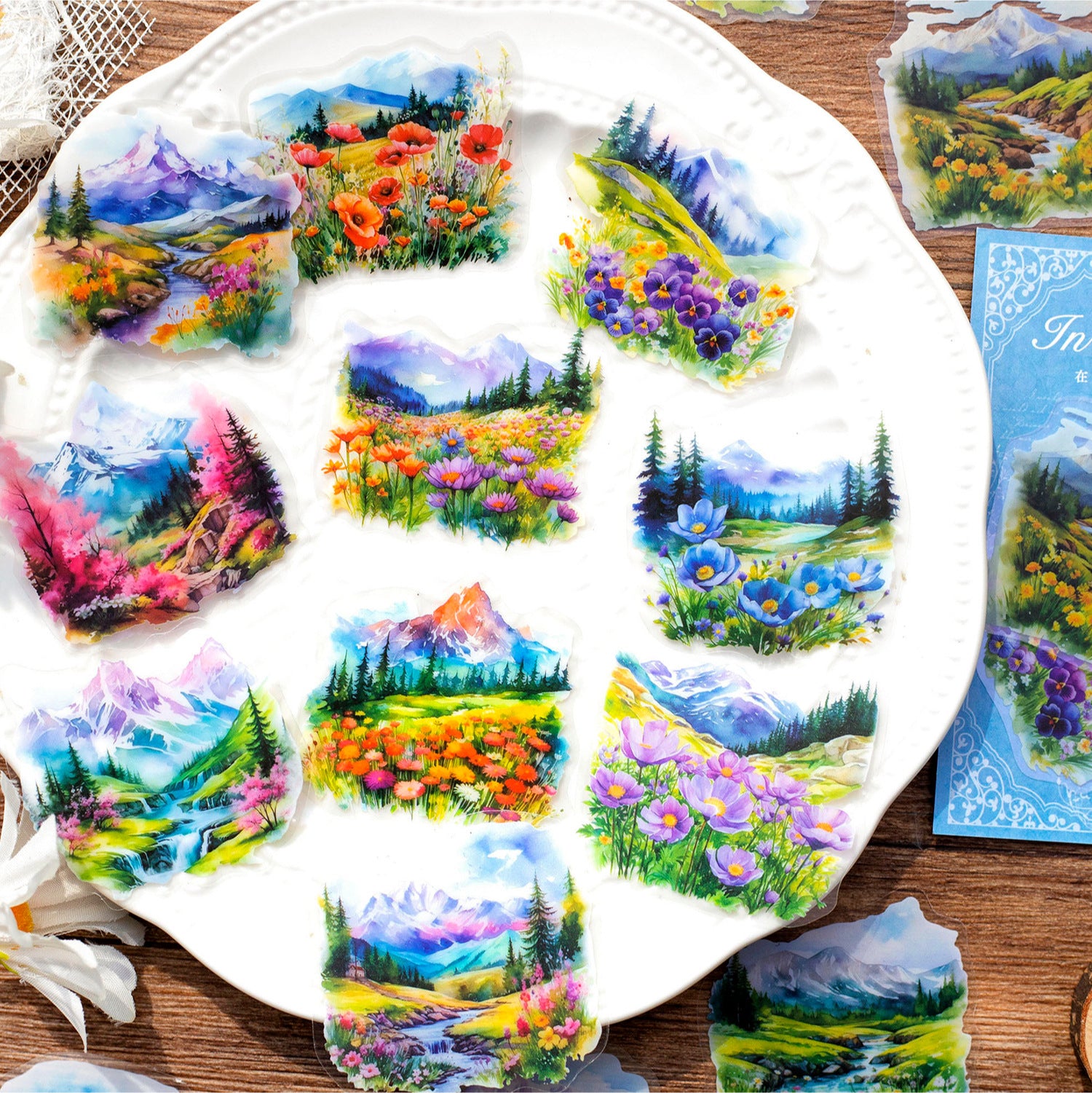 30 Pcs PET Landscape Stickers ZCTLLL