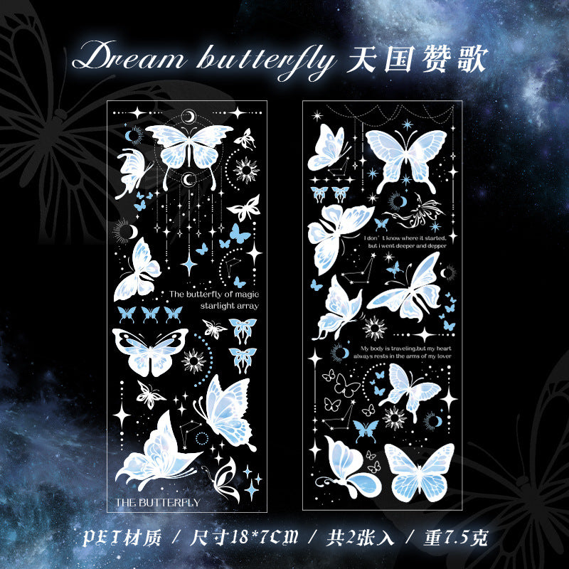2 Pcs Butterfly PET Stickers FMXD