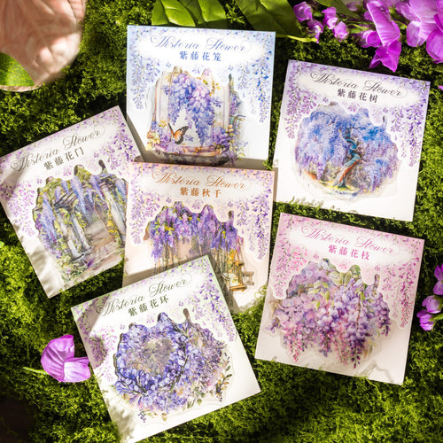 10 Pcs Purple Flower Vine PET Stickers ZTHM