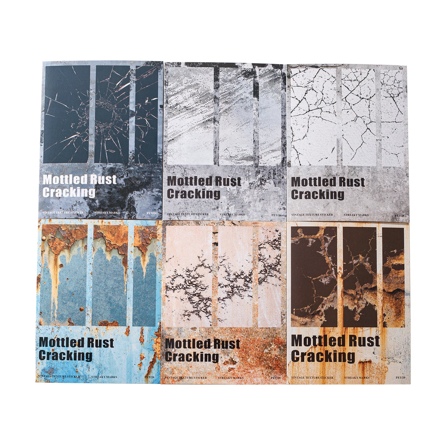 20 Pcs Cracked Old Traces PET Stickers BBXL