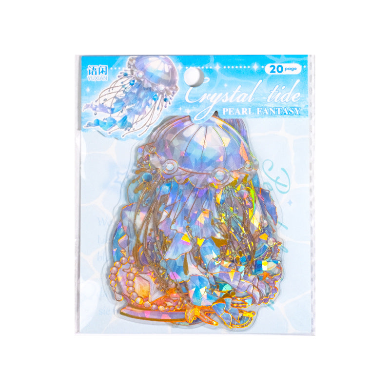 20 Pcs Holographic Jellyfish Stickers SJCX