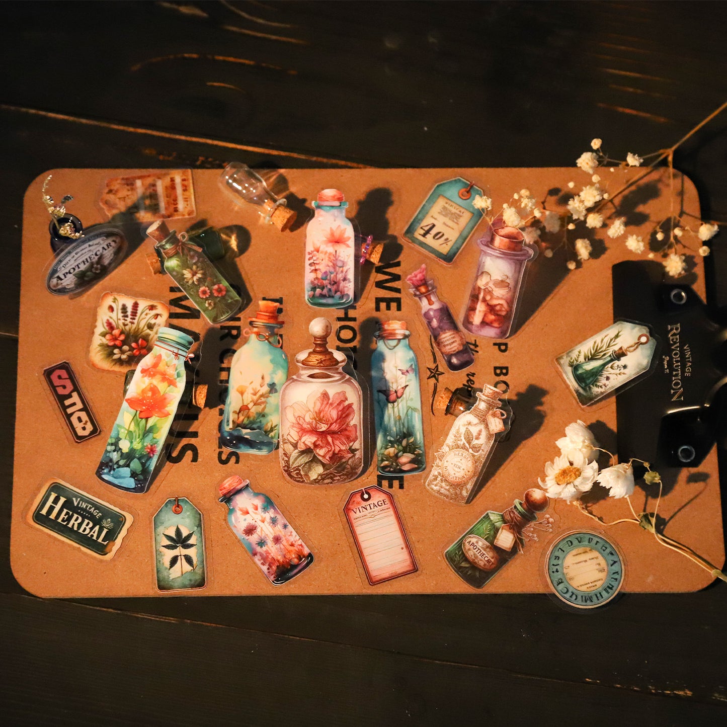 25 Pcs Vintage Bottle PET Stickers XPXY