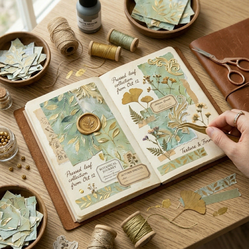 6 Inch Gilded Leaves Scrapbook Paper Pad SKP405A