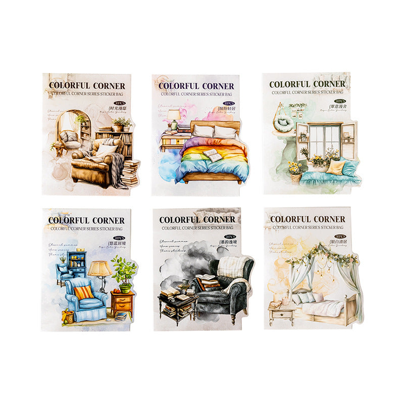 30 Pcs Watercolor Furniture Quote PET Stickers BLJL