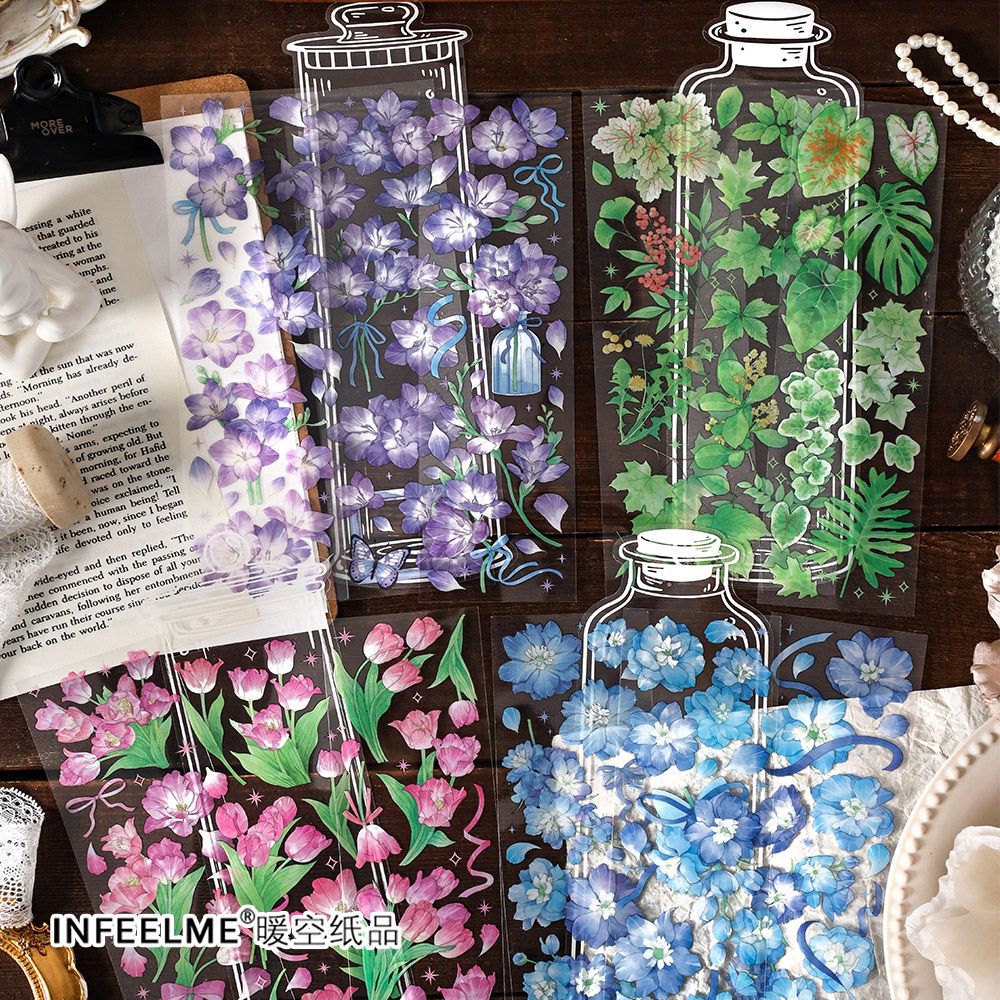 3 Pcs PET Flowers Stickers SJSY