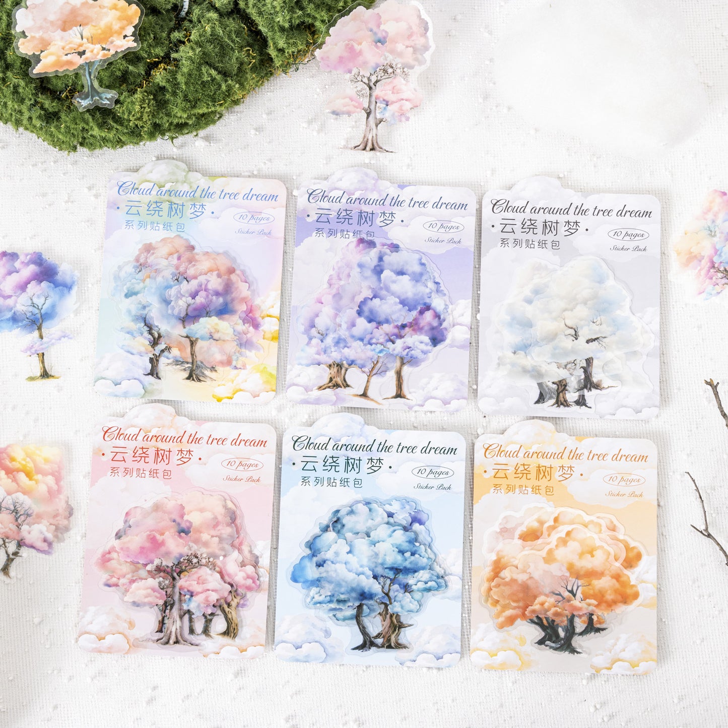 10 Pcs Cloud Tree PET Stickers YRSM