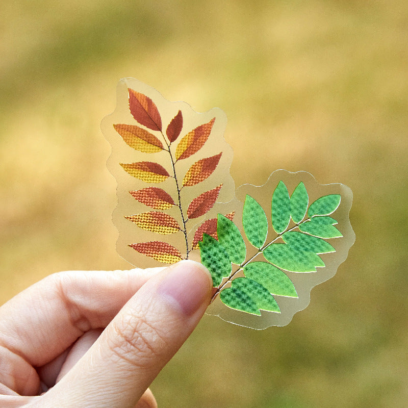 40 Pcs Leaf Texture PET Stickers YZZRCS