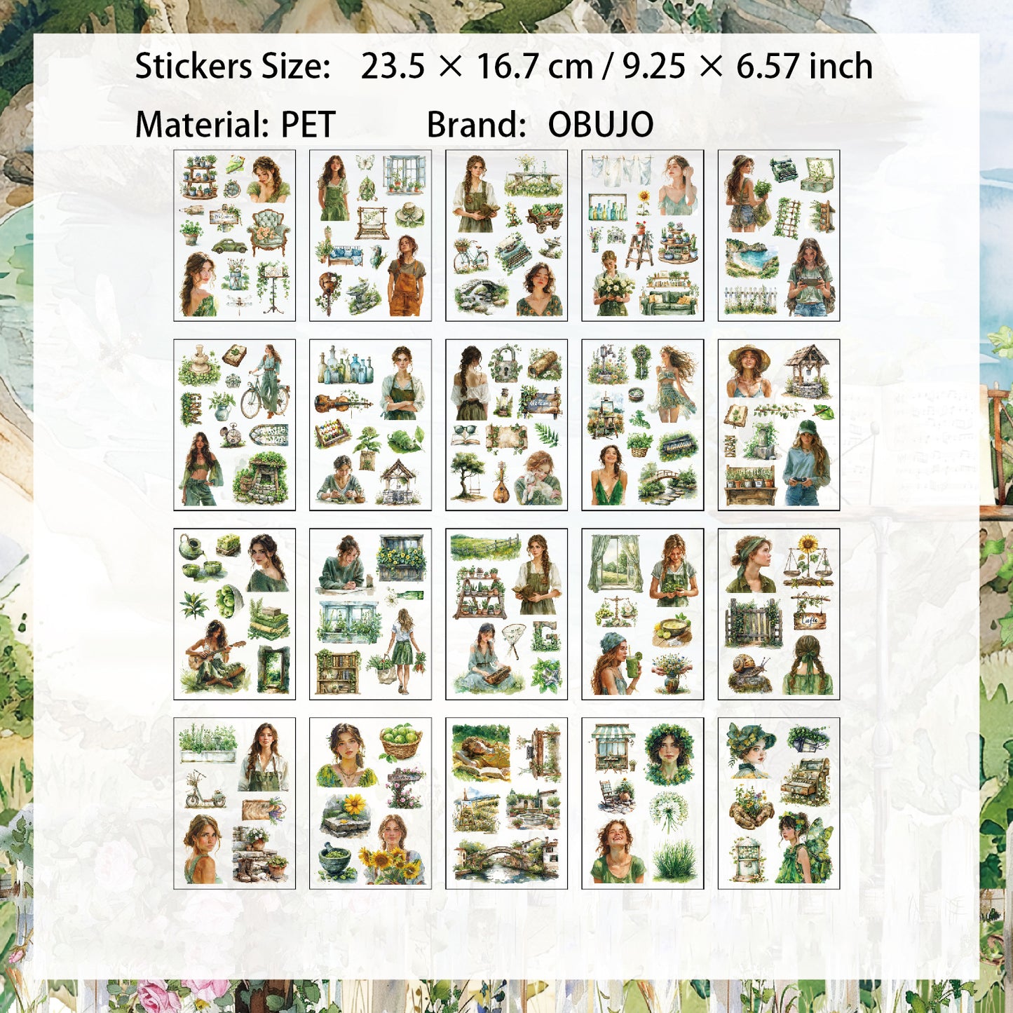 20 Sheets Seasonal Girl PET Stickers Book SJXS