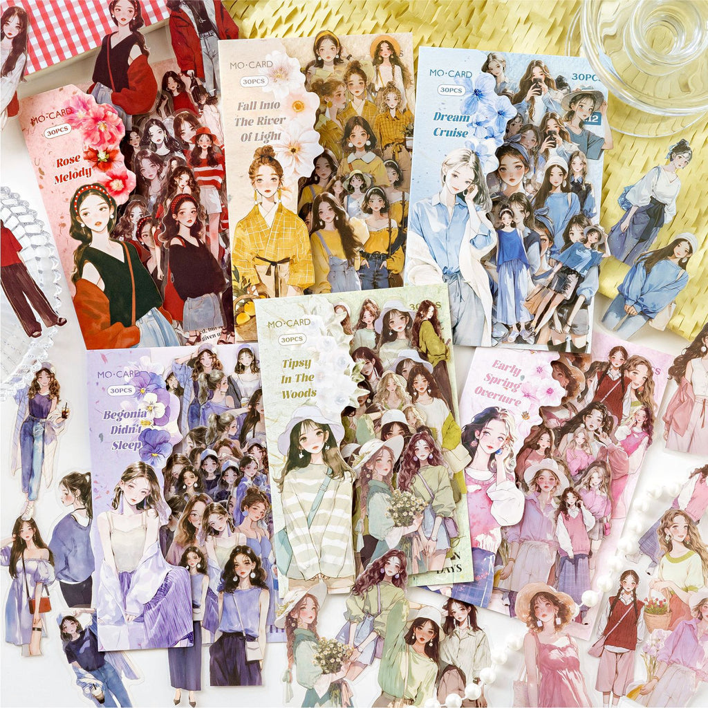 30 Pcs Fashion Girl PET Stickers CHSNZ