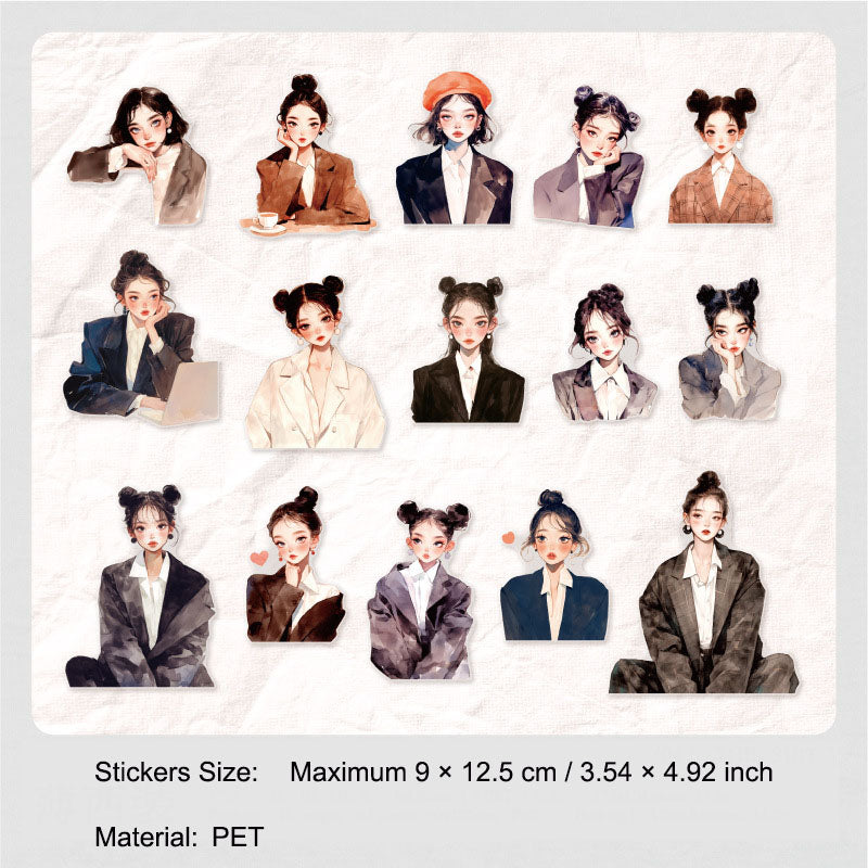 30 Pcs Fashion Girl PET Stickers ZDYSH
