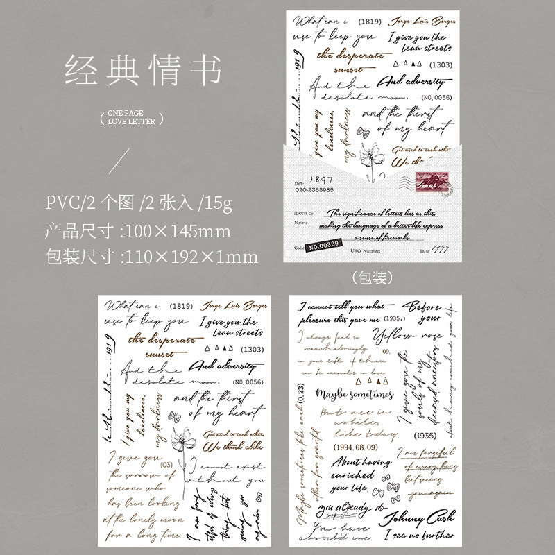 2 Pcs Vintage Transfer Stickers YYQS