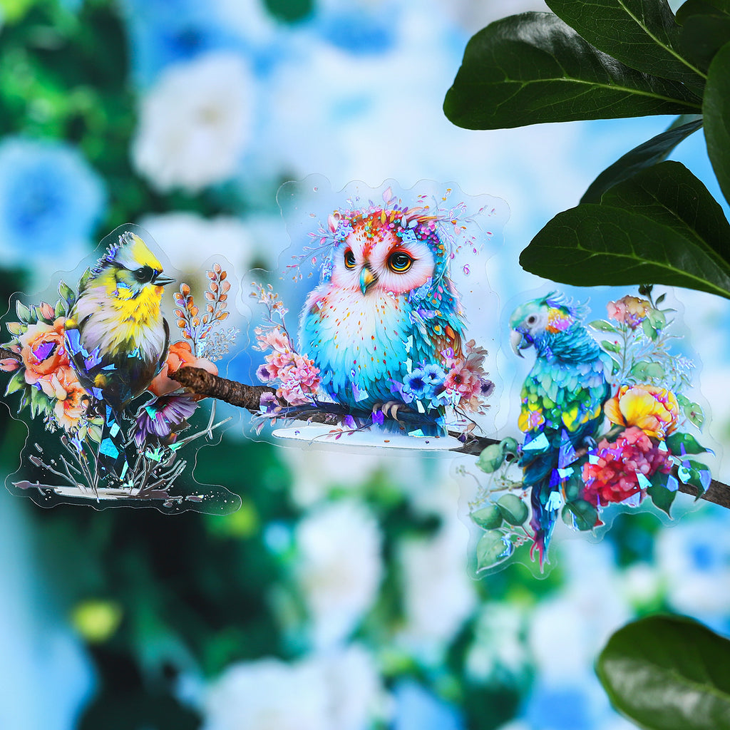 10 Pcs PET Bird Stickers HCFN