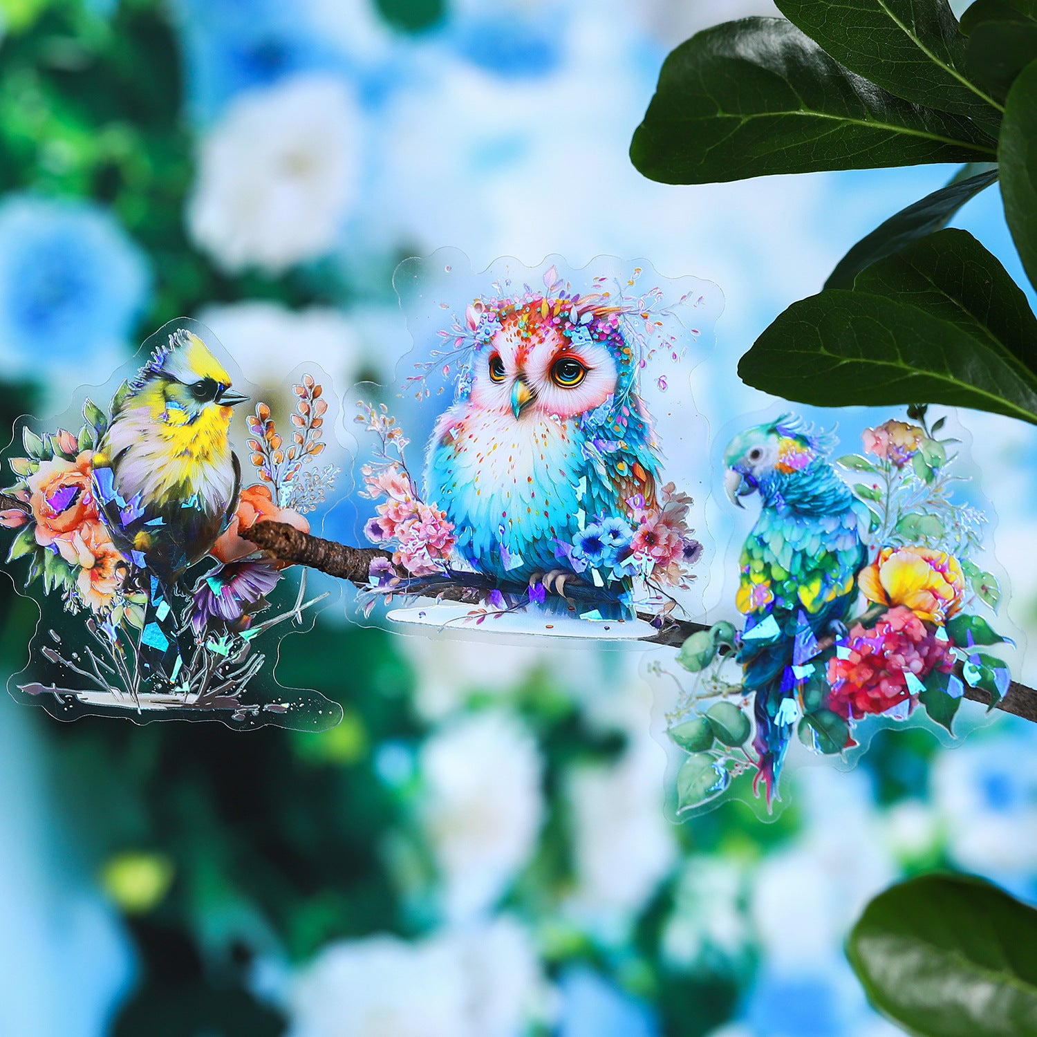 10 Pcs PET Bird Stickers HCFN
