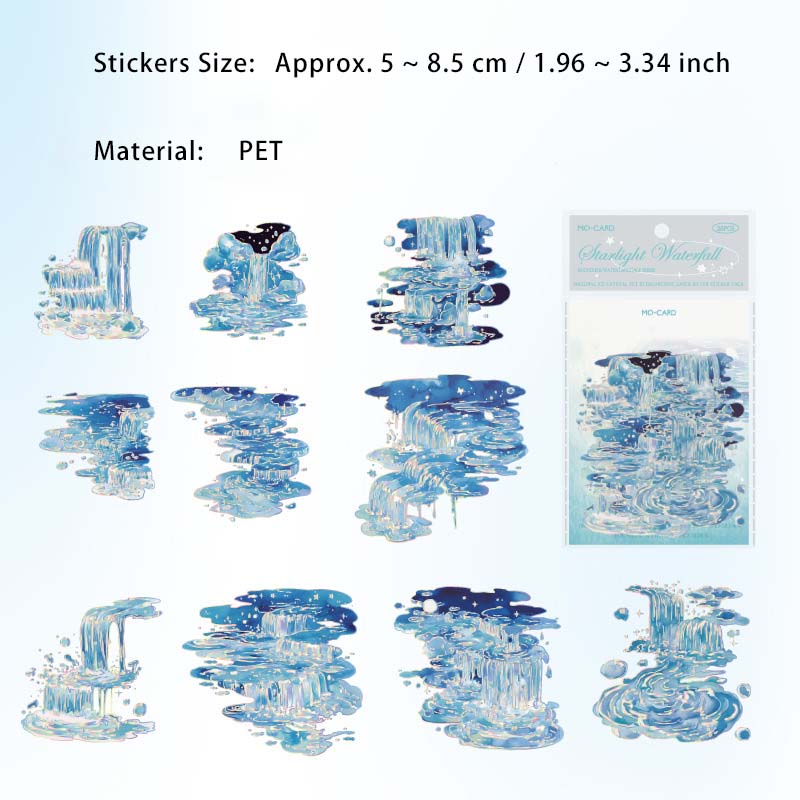20 Pc Glitter Water Droplets Waves PET Stickers WJSY