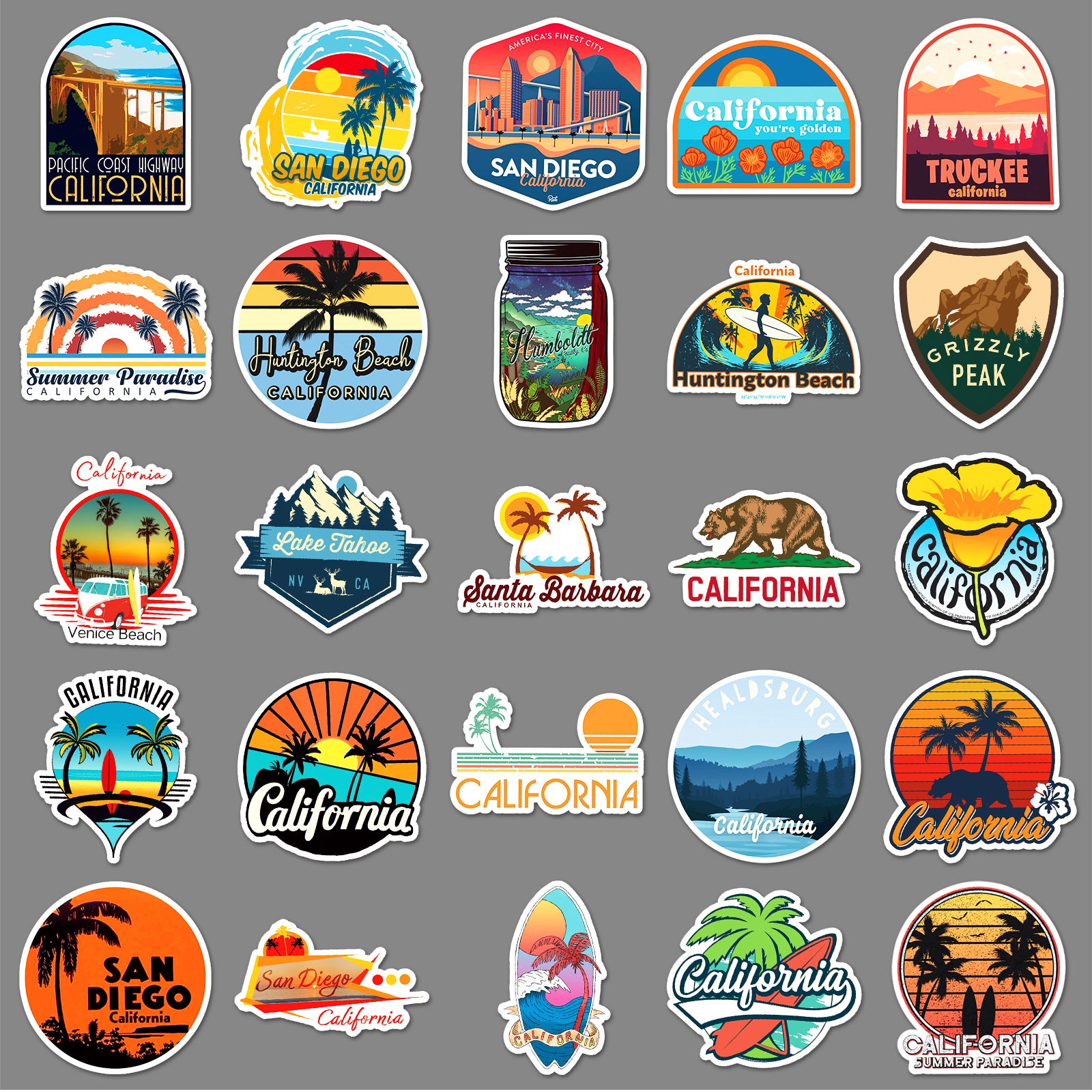 50Pcs California Travel Vinyl Stickers TRV12