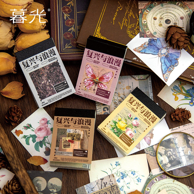 50 Sheets Vintage Junk Journal Stikcers Book FXLM