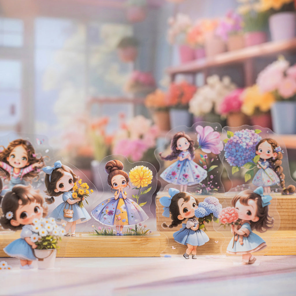 50 Pcs Cute Little Girl PET Stickers XYYXL