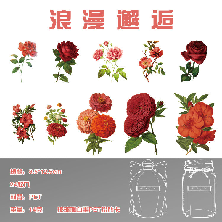 1 Roll Flower and Bottle PET Stickers HMLL