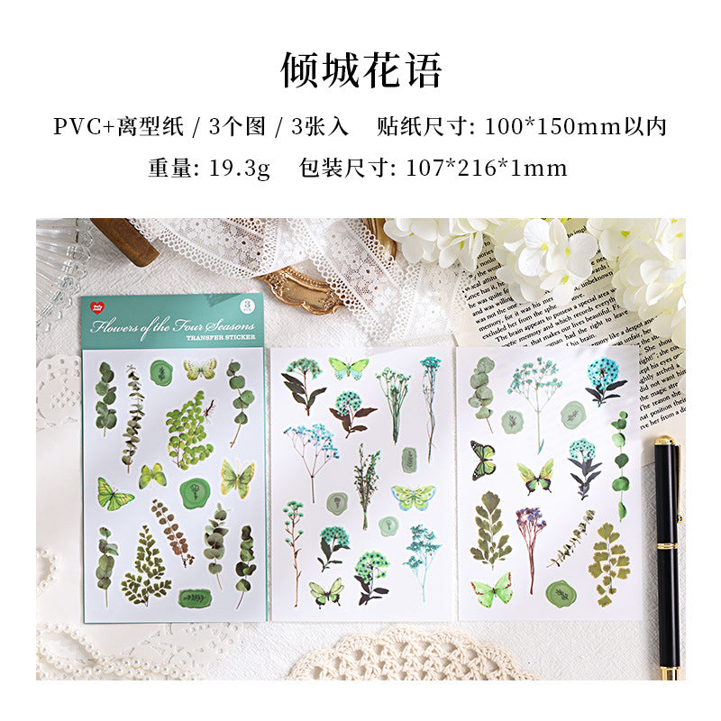 3 Pcs Plant Transfer Stickers SJFH