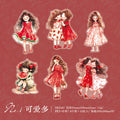 12 Pcs Cute Girl PET Stickers XRKAD