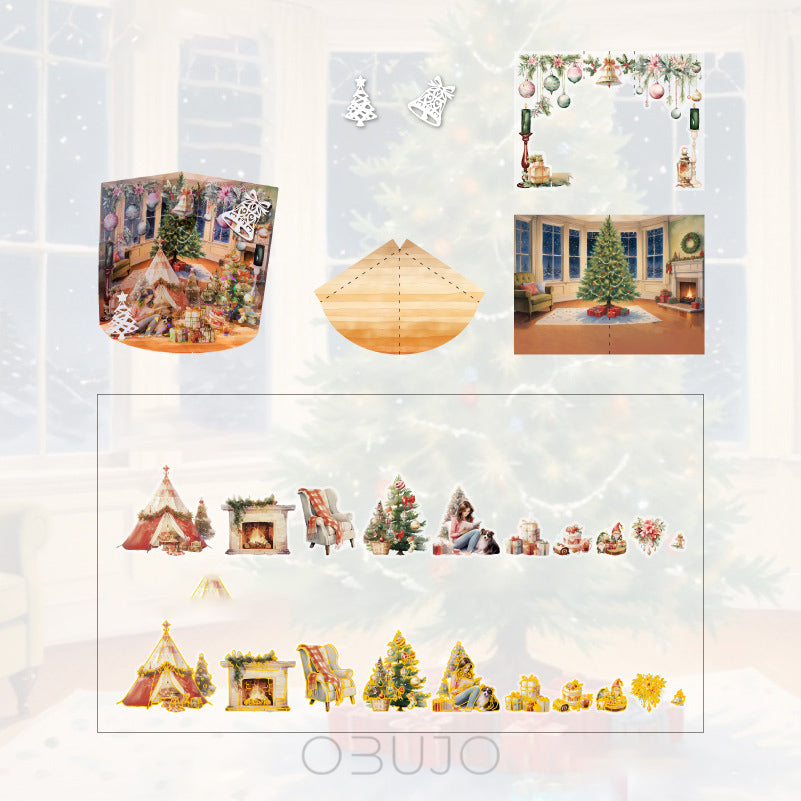 25 Pcs Christmas Stickers and Cardstock Kit XGSDD