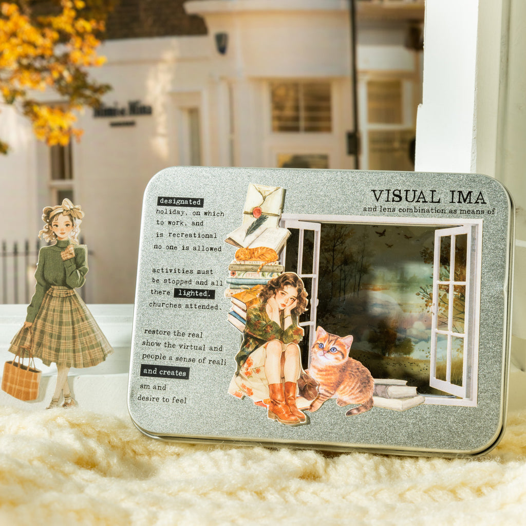 10 Pcs Window Girl Cardstock Stickers CQSN
