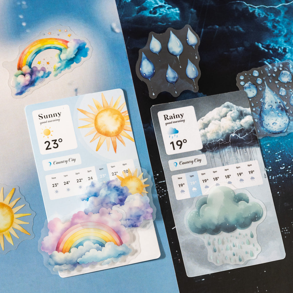 20 Pcs Weather PET Stickers QXWQ