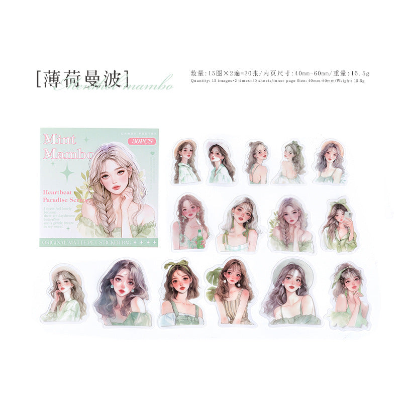 30 Pcs PET Girl Stickers XTLY