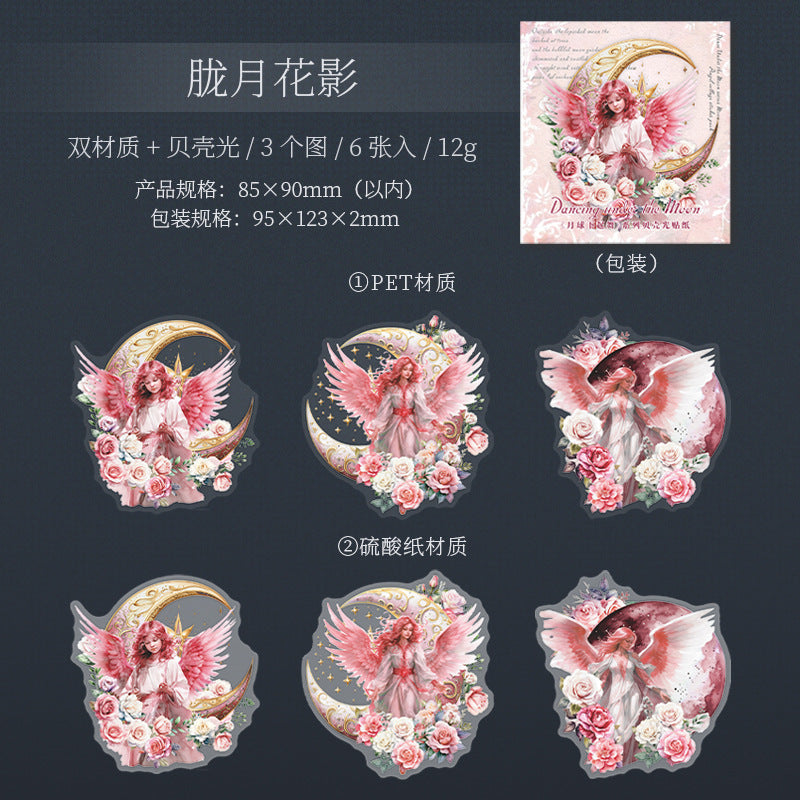 6 Pcs Moon Fairy Tale PET Stickers YQXQW