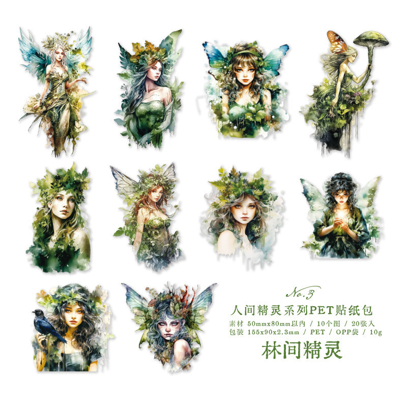 20 Pcs Fairy PET Stickers RJJL