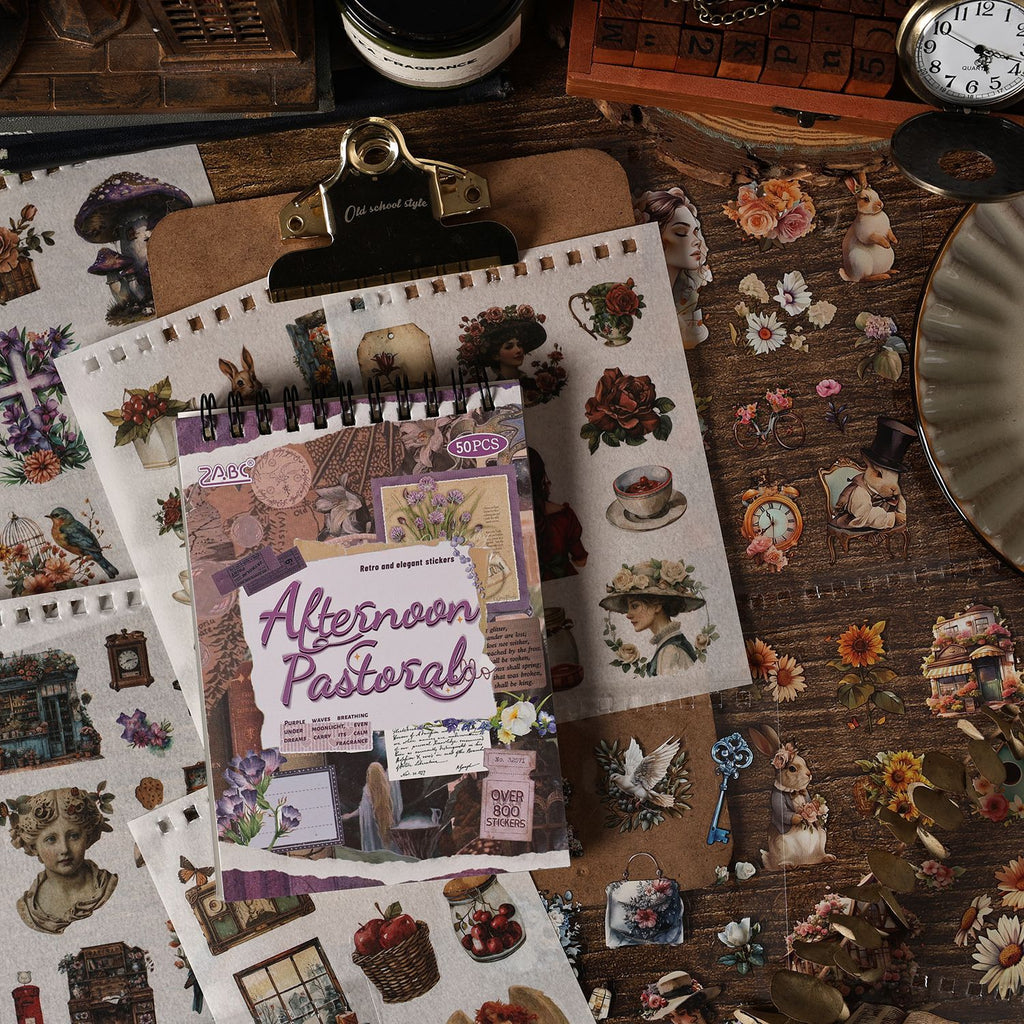 25 Sheets Vintage Journal Stickers Book GDSZ