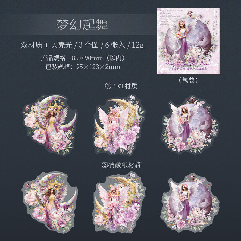 6 Pcs Moon Fairy Tale PET Stickers YQXQW