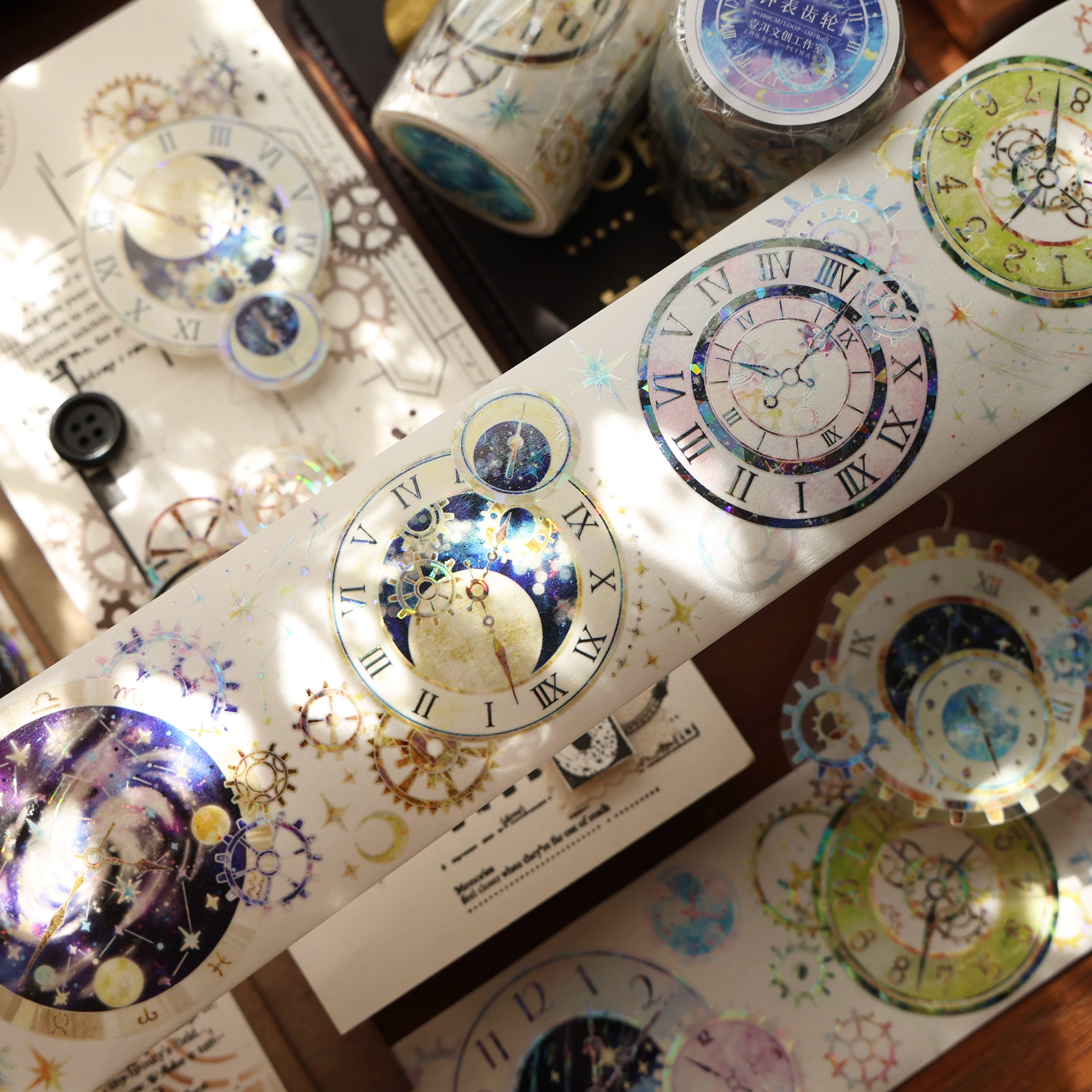 Floral Decorative Tape Rolls- Horology Gears