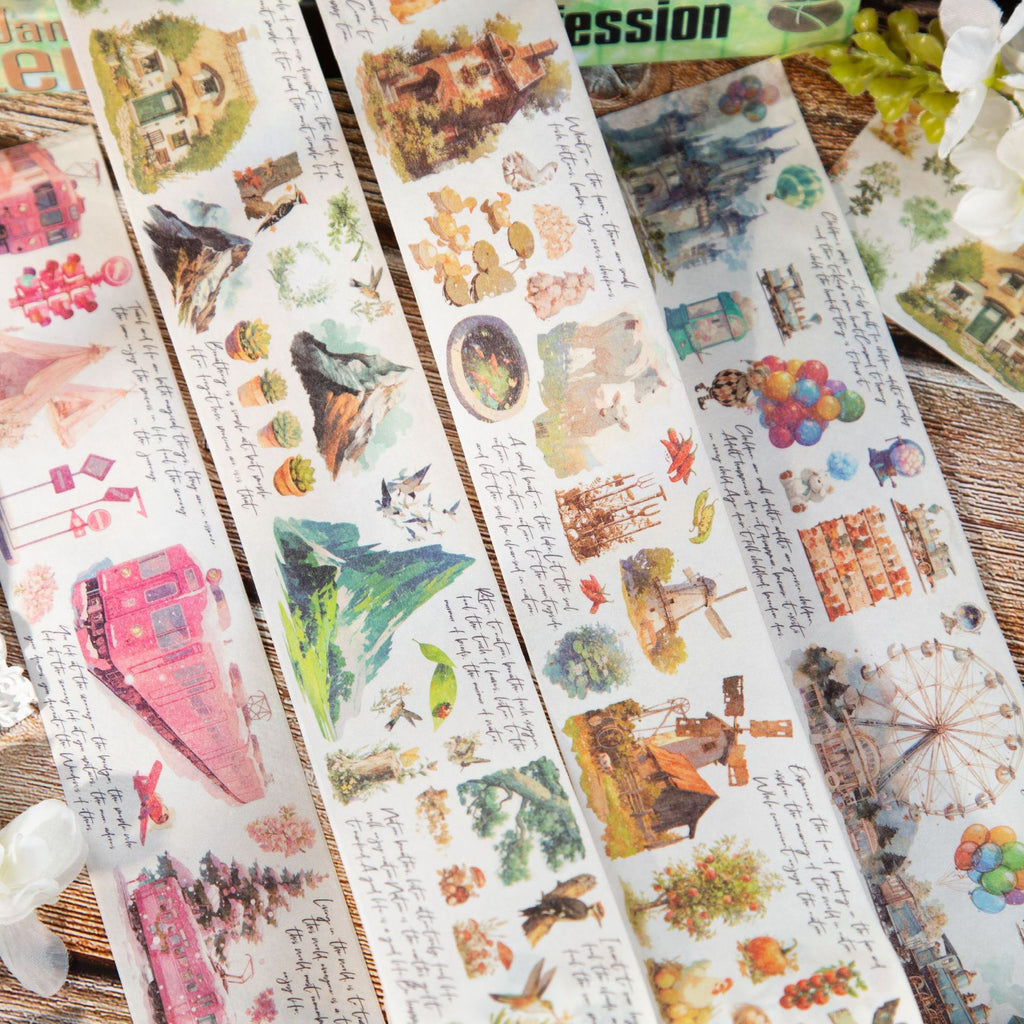 1 Roll Watercolor Landscpae Washi Tape PDLQMSJ