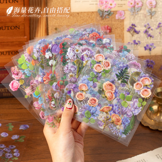 20 Sheets Flower Collection PET Stickers Book LMSCJ