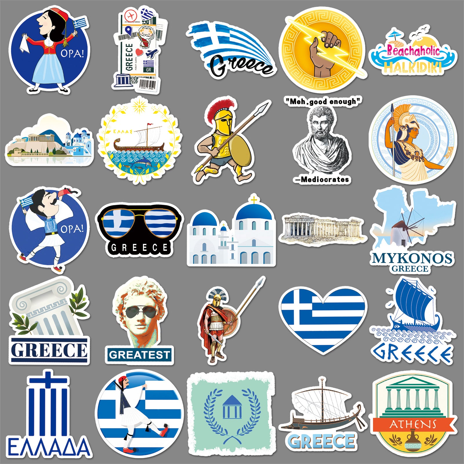 50Pcs Greece Travel Vinyl Stickers TRV14