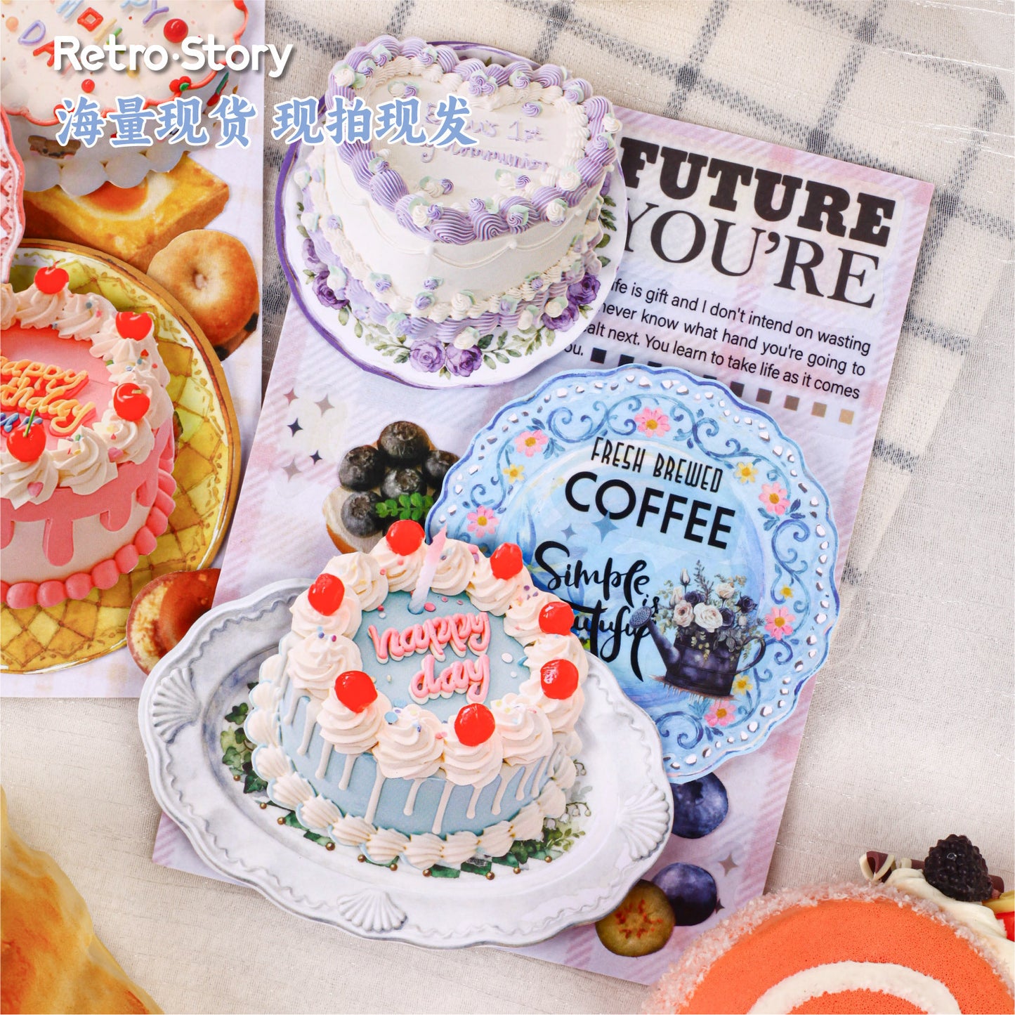 10 Pcs Cake Themed Cardstock Stickers DGXL
