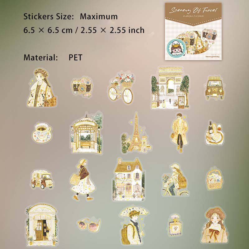 20 Pcs Travel Girl PET Stickers LJFJ