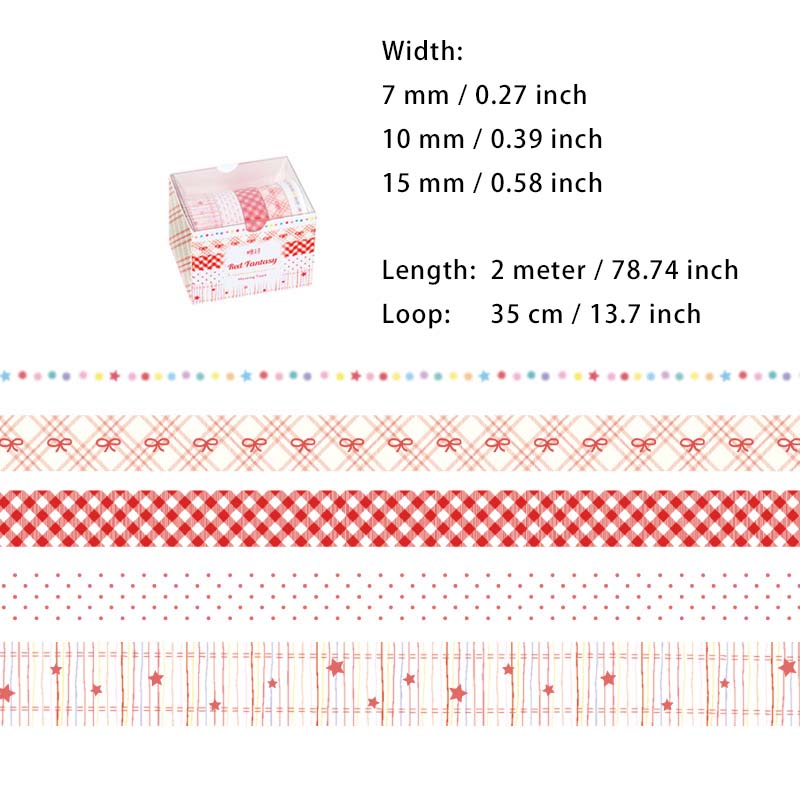 5 Rolls Cute Washi Tape MYXXD