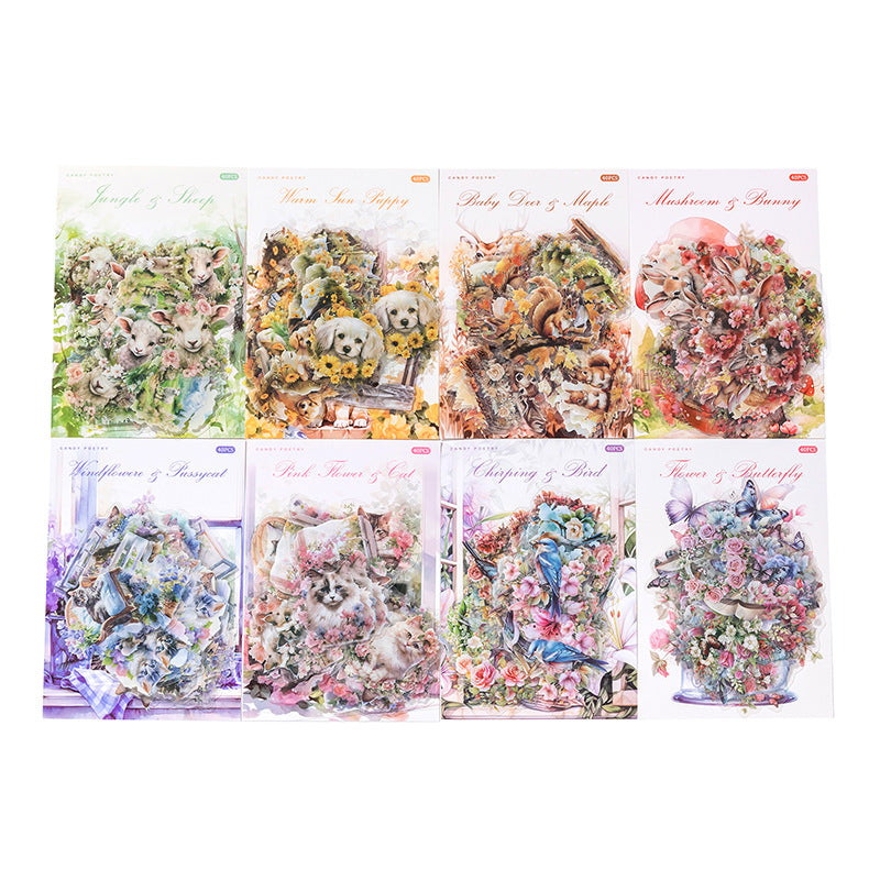 40 Pcs PET Animal Stickers SLMC