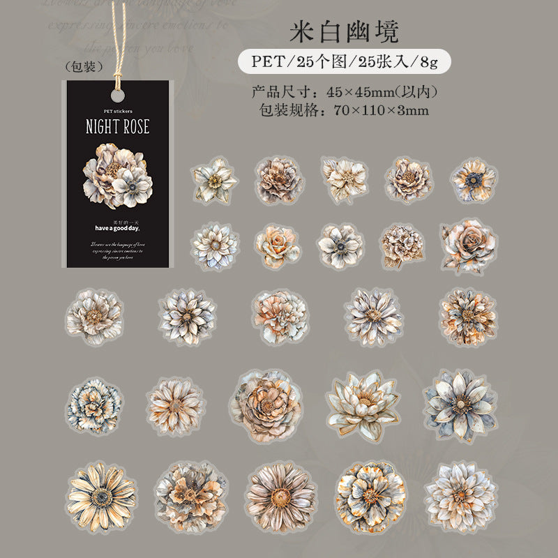 25 Pcs Flower PET Stickers YEQW