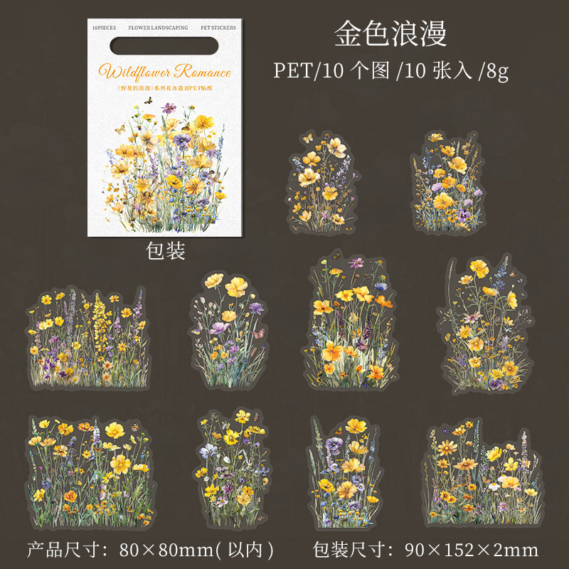 10 Pcs Wildflower PET Stickers YHDLM