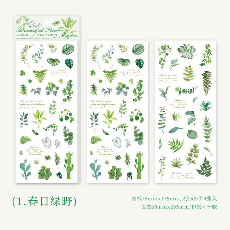 4 Pcs Die Cut Plant Stickers LCHX